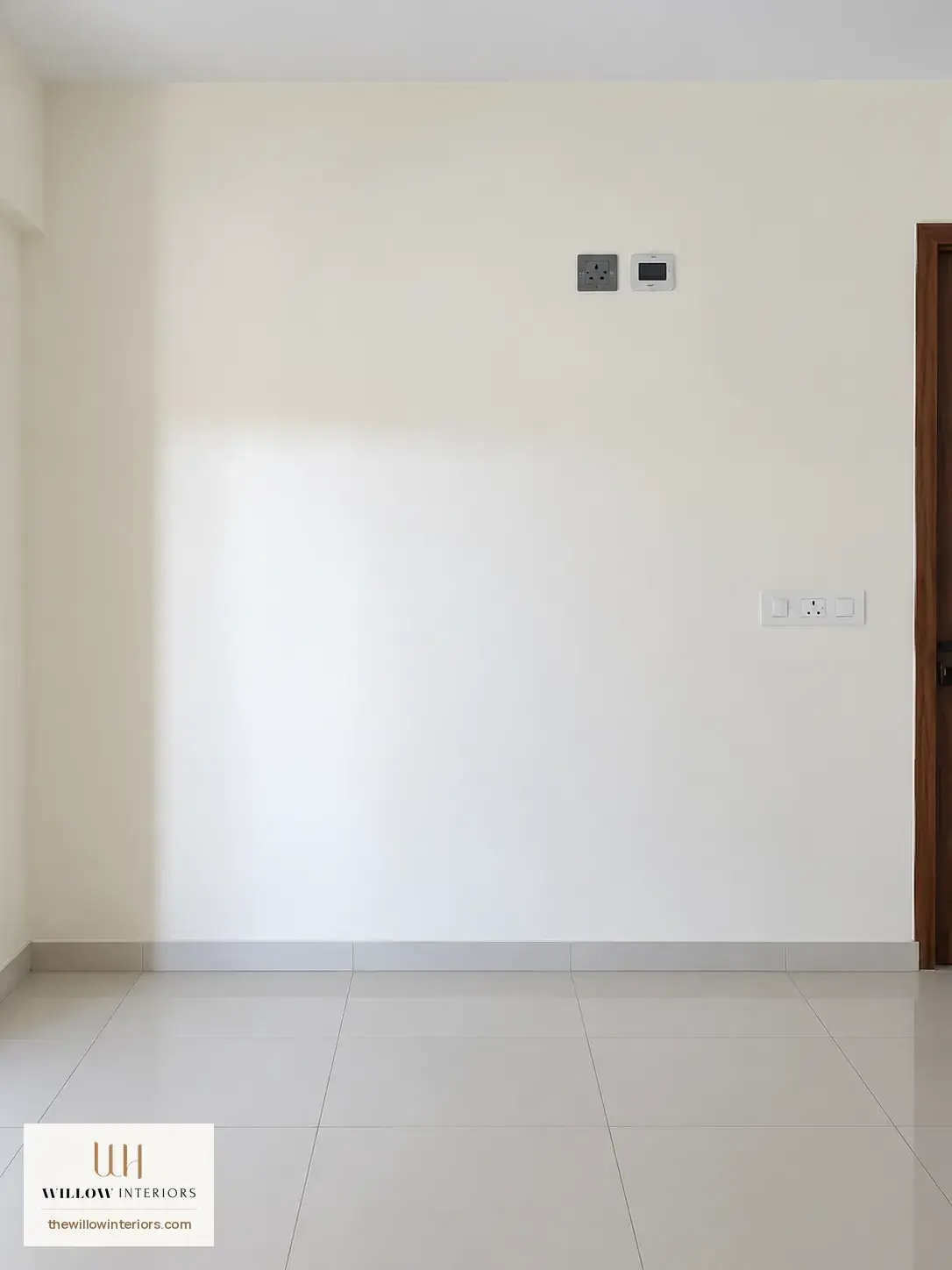 Dining area of a Birla Apple Aroma 3BHK as handed over, before interiors (crockery wall)
