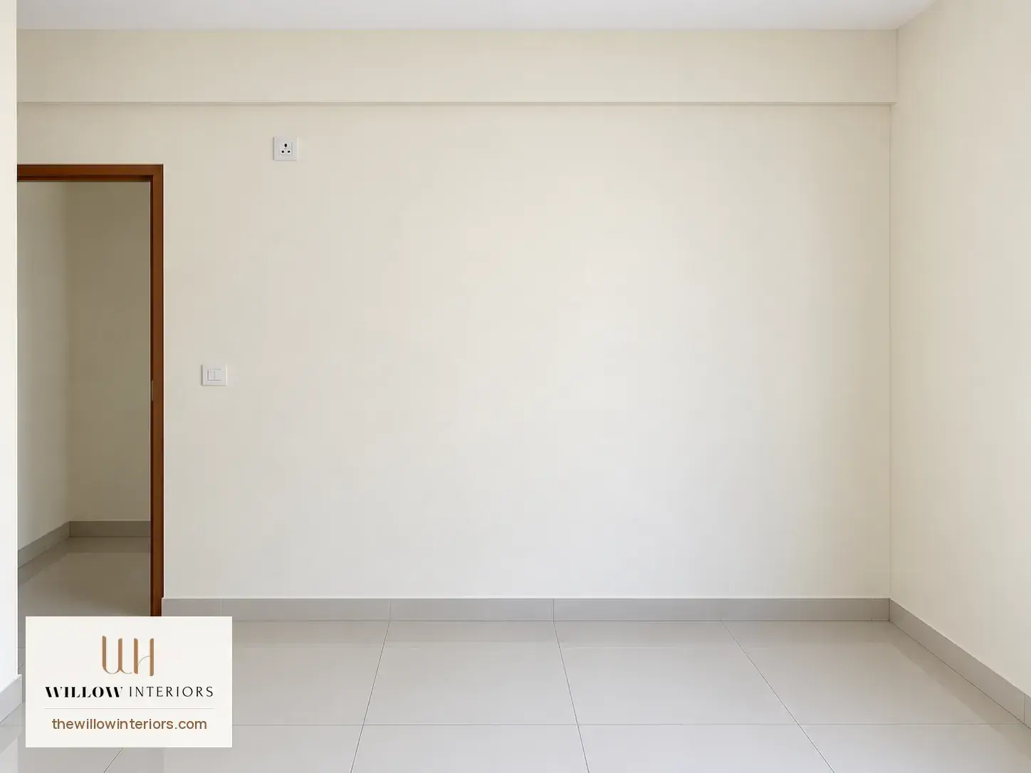 Guest bedroom of a Birla Apple Aroma 3BHK as handed over, before interiors (bed wall)