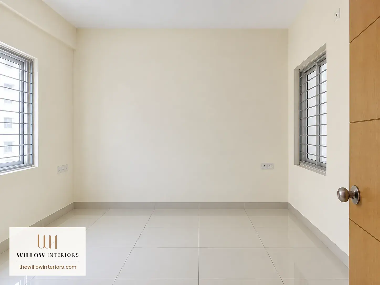 Guest bedroom of a Birla Apple Aroma 3BHK as handed over, before interiors (wardrobe wall)