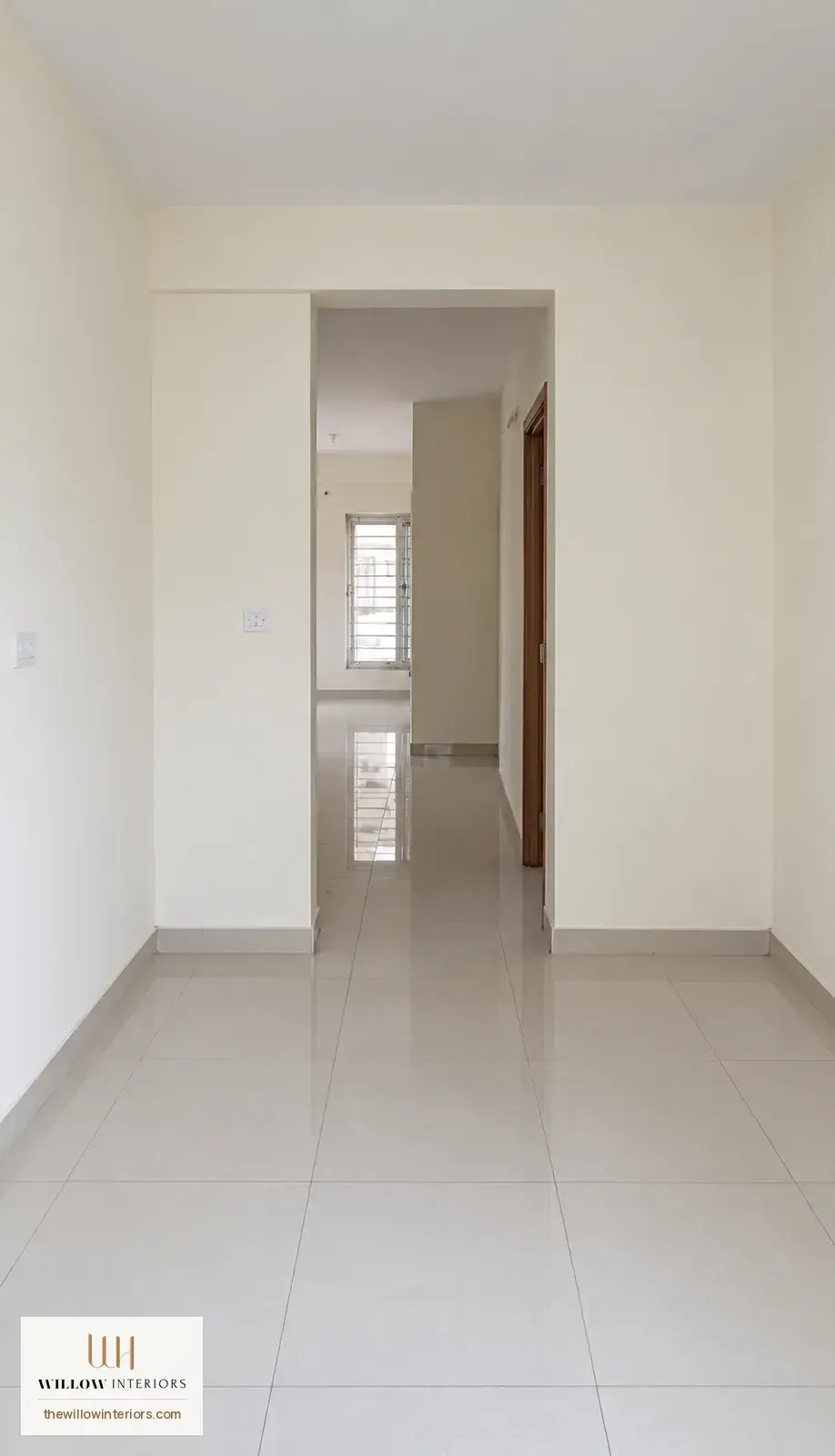 Kitchen of a Birla Apple Aroma 3BHK as handed over, before interiors (from back)