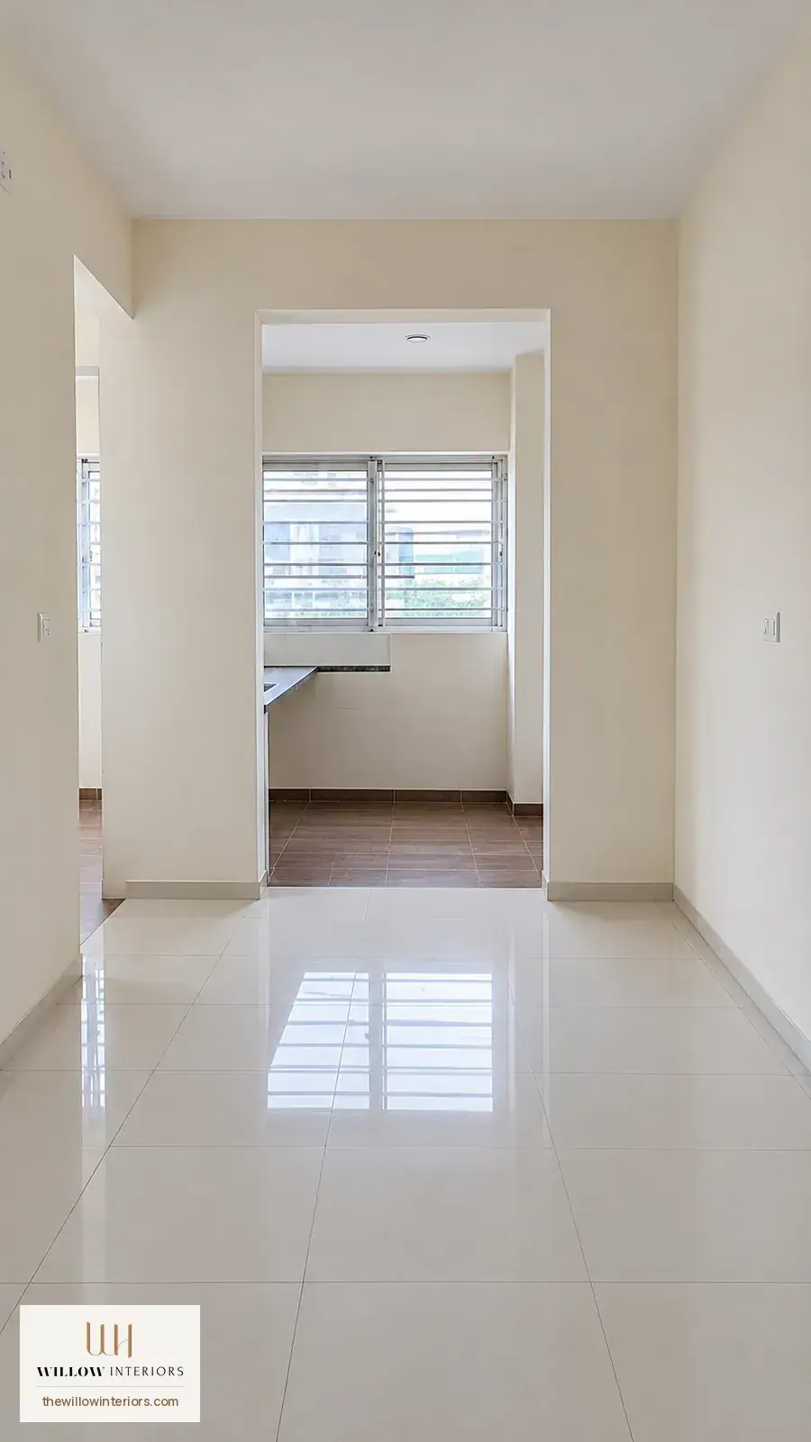 Kitchen of a Birla Apple Aroma 3BHK as handed over, before interiors (from front)