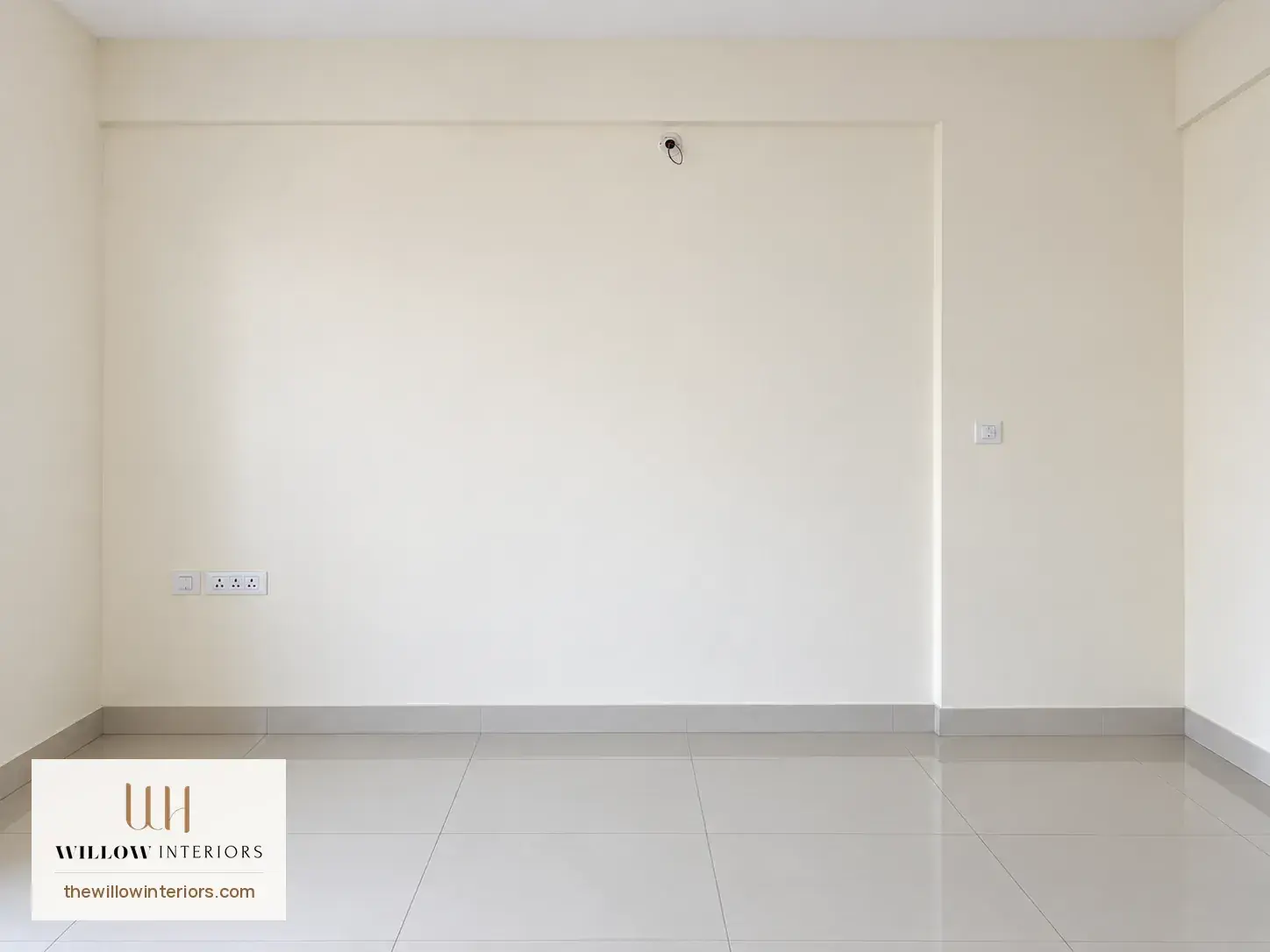 Master bedroom of a Birla Apple Aroma 3BHK as handed over, before interiors (bed wall)